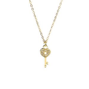 Gold chain neckalce with Rhinestone key charm