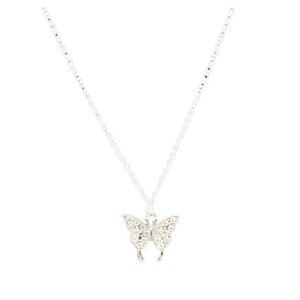 silver necklace with diamond silver butterfly